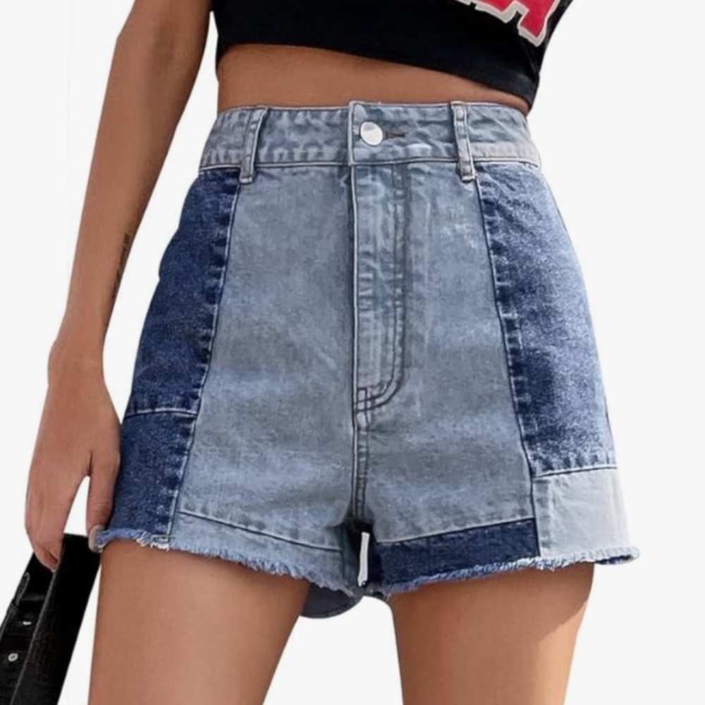 Patchwork Jean Shorts - image 1